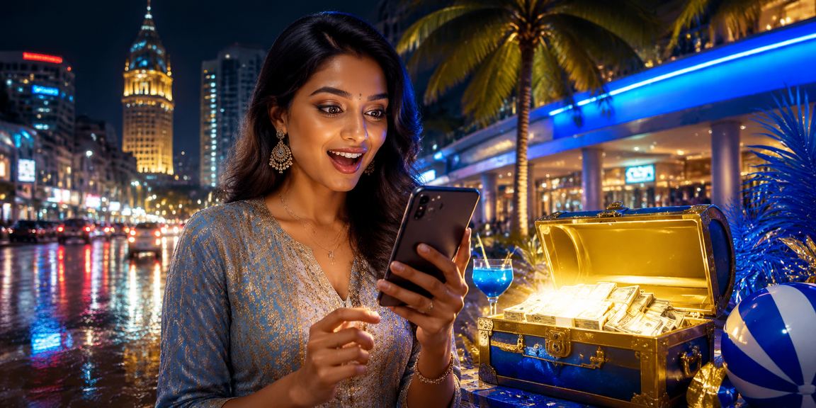 Mobile user playing rummy in Bangalore street